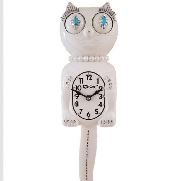 Jeweled White Lady Kit-Cat Klock clock SUPER RARE Vintage - Picture 1 of 1